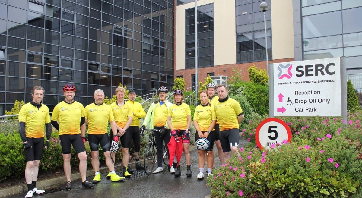 SERC Cyclists outside Downpatrick Campus 